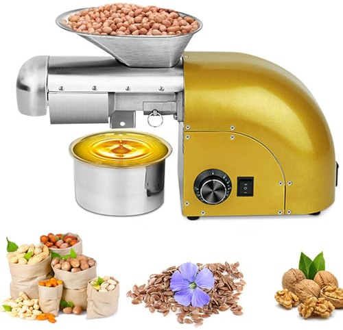 Qiang Presse à Huile électrique 1800W,Extracteur Domestique à Haut Rendement D'huile,Extracteur Chaud Et Froid Contrôle De La Température 0-300 ℃,pour Plus De 40 Ingrédients,Gold-220V