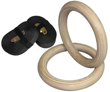 Turnringe Sport-Gymnastikringe aus Holz mit verstellbaren Schnallenriemen, Rutschfester Gürtel for Krafttraining, Heim-Fitnessstudio, Ganzkörpertraining