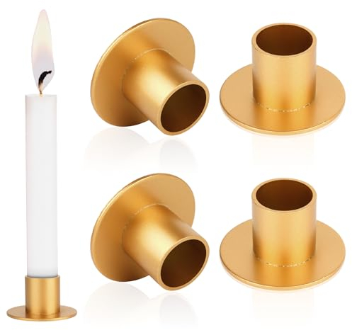 4 Stück Kerzenständer, Gold Kerzenhalter Stabkerze, Metal Stabkerzenhalter, Stabkerzen Halterung, Adventskranz Halter für Kerzen, Halloween Dekoration