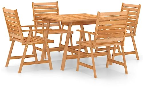 KTHLBRH 5-TLG. Garten-Essgruppe Massivholz Akazie Terrassenmöbel-Sets Outdoor-Möbel-Sets Gartenmöbel-Sets für Gärten, Terrassen und Balkone