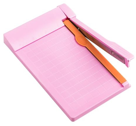 XUJIAM Papierschneider, Schneidemaschine Papier Mit Schnittlinienführung Und Seitenlineal Papierschneidegerät Tragbare Für Scrapbooking Bastelpapier Karton Etikett Zu Hause Und Büro,Rosa