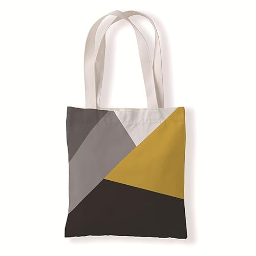 Jutebeutel Grau Schwarz Gelb Tote Bag Baumwolle und Hanf Stoffbeutel Große Kapazität Stofftasche Faltbar Jutetasche Langlebig Baumwolltasche Bedruckt Stoffbeutel zum Bemalen Waschbar 30x40cm/2 Pcs