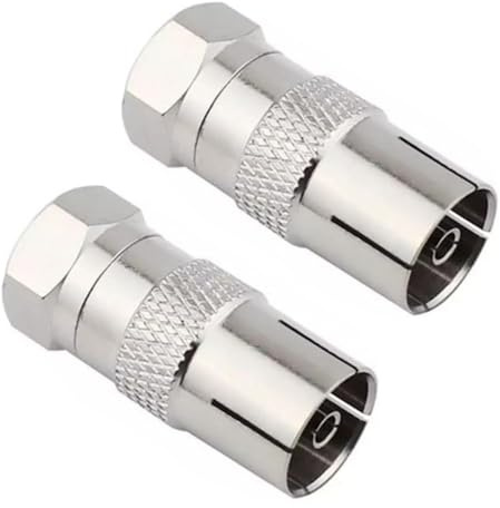 HiAoey 2 Pack TV Connector, TV T/F Type Connector Socket to RF Coax Aerial Adapter, Metric F Male TV9.5 Female RF Adapter for Antenna Cables Aerial Cables Satellite Cables Coaxial Cables