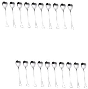 Alipis 2 Set Di Cucchiai A Forma Di Cuore Cucchiaini Profondi Mini Cucchiai in Metallo Per Ufficio Casa Tè Dessert 10 Pezzi * 2