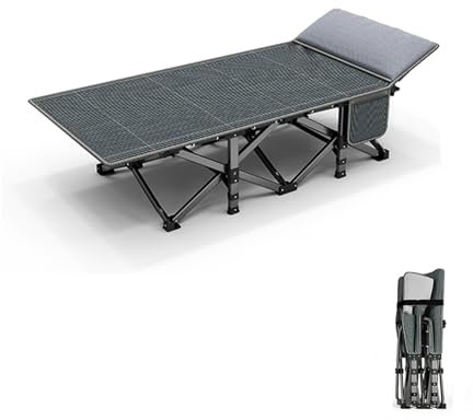 GBPLDMAQ Campingliege für Camping mit 4D-Memory-Kissen, Feldbett Klappbar 1200D-Streifen-Oxford-Gewebe Camping Bett für Zuhause, Büro, Strand, Garten, Angeln(200X80X45cm/79X32X18in)