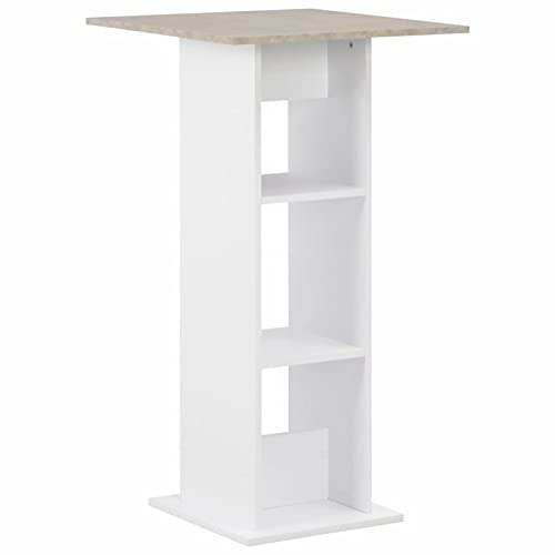 Homgoday Bartisch Bistrotisch, Küchentisch, Stehtisch Esstisch Küchenbartisch Tresentisch Thekentisch für Bar Küche Wohnzimmer Weiß und Beton 60x60x110 cm
