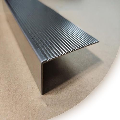 HAEKEBC Treppenkantenprofil 100cm Treppenwinkel Aus Edelstahl, L-förmige Tufen Kantenprofil, Rutschfester Treppenkantenschutz, Außen Bodendekoration(90 mm)