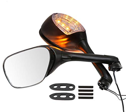 QASULER Motorrad LICHT Blinker Rückspiegel GSXR 600 GSXR 750 2005-2012 GSXR 1000 Motorrad Rückspiegel Motorradspiegel