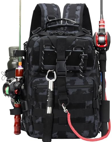 Aceshop Mochila Táctica de Pesca con Sistema Molle - Bolsa Impermeable para Aparatos, Senderismo y Caza