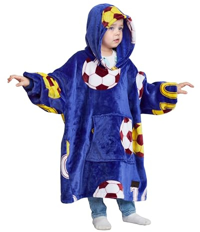 Catalonia Classy Kinder Hoodie Decke, übergroße Kuschel Hoodie Kinder, Mädchen Jungen Kuschel Fleece Tragbare Decke, Sherpa flauschige Riesen Kapuzen Sweatshirt für Jugendliche,