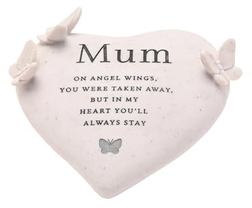 Thoughts of You Graveside Butterfly Heart – Mum | Memorial Plaque with Sentimental Verse & Butterfly Motif | Resin Grave Ornament or Remembrance Gift for Mother TY350M