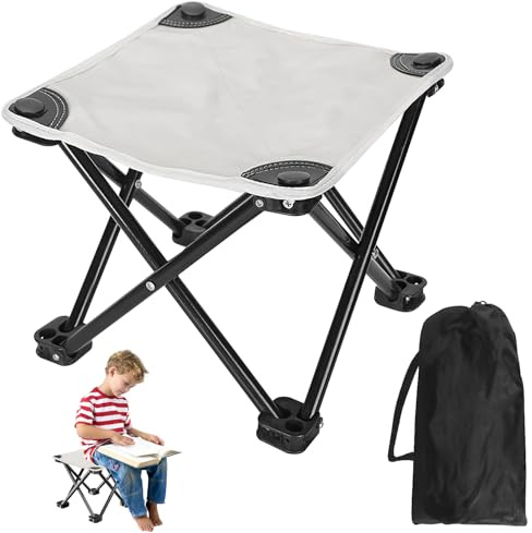 ENUTROF Sgabello Pieghevole Portatile Mini Sedia Pieghevole Sgabello da Campeggio per la Pesca Giardinaggio il Campeggio Viaggi Picnic Spiaggia(Bianco)