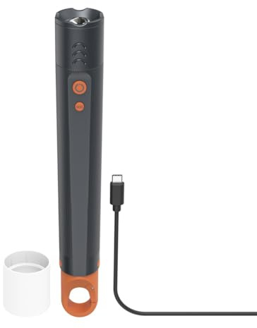 Hama Taschenlampe LED aufladbar, 1200 Lumen, 300m Reichweite, USB-C | Taschenlampe grau, 4 Leuchtmodi, zoombar, Diffusor, SOS, IP44, für Camping, Festival, Trekking