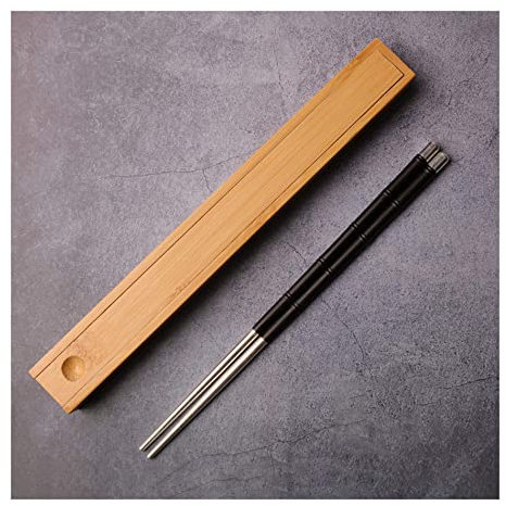 MJMLUCK Palillos Reutilizables de Plata de Ley, 1 par, Naturales, Antideslizantes, de Madera y Plata de Ley, Ideal para Cocina, Hotel, Sushi. A (B)
