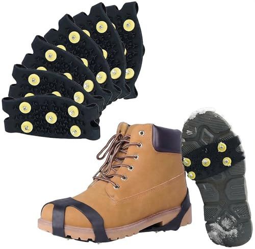 Healeved Eiskrallen Für Schuhe Grödel Steigeisen Mit Rutschfesten Spikes Und Elastischem Gurtband Schuhgriffe Für Wandern Laufen Spazieren Auf Schnee Und EIS 3 Paar
