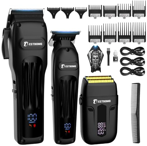 BESTBOMG Haarschneidemaschine Haarschneider Profi Herren Elektrorasierer, Haartrimmer Bartschneider Barttrimmer Präzisionstrimmer Langhaarschneider Folienrasierer Männer