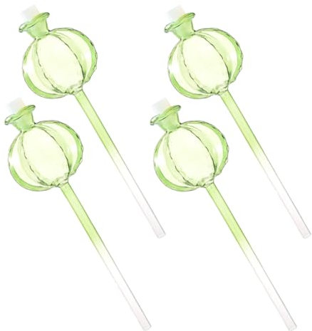 Mikikit Globe D'arrosage en Verre Automatique 4 Pièces pour Plantes D'intérieur Et Bonsaïs, Système D'irrigation Pratique, Dispositif Auto-arrosant Transparent, Irrigation Jardin