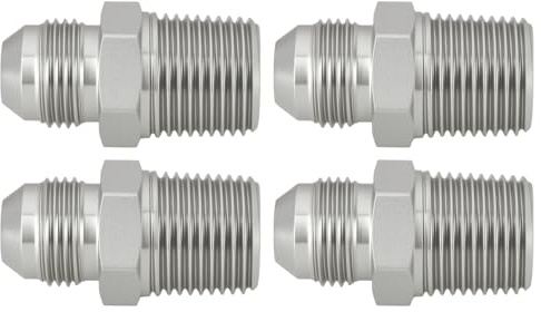 Briny River 4x Adaptador Hidráulico de Acero (4 Piezas 1/2 JIC Macho de 37 Grados A 1/2 NPT Macho 2404-08-08)