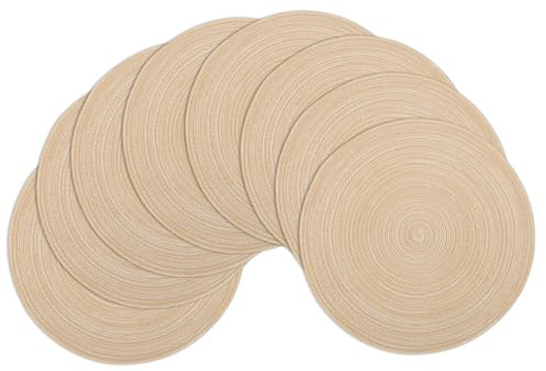 Winknowl Runde Platzsets 8er Set, Abwaschbar Tischmatten rutschfest Abgrifffeste Hitzebeständig Tischsets, 37 cm Runde Platz-Matten für Esstisch (Beige)