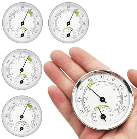4 termometri per interni ed esterni, misuratore di umidità dell'aria da 58 mm, termometro igrometro 2 in 1, analogico, termometro da esterno, termometro per case, serre, giardini