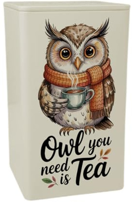 Speecheese Owl You Need Is Tea Teburk 900 ml med akvarell uggla rolig tennburk 900 ml för teälskare