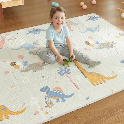 CASABEL Alfombra de juegos para bebé, gruesa, 180x150cm, diseño jurásico