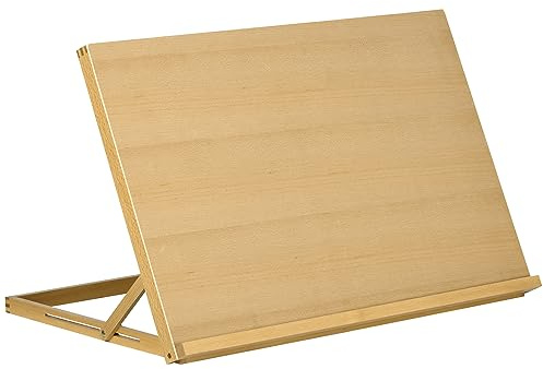 Vinsetto Chevalet de table en bois pour formats A2, chevalet de table réglable en bois de hêtre, planche à dessin pliante et portable pour adultes, débutants, artistes peintres, bois naturel