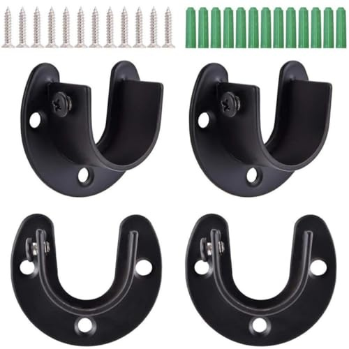 USHOBE Soporte de Varilla para Cortina de Ducha Negro de Acero Inoxidable, Montaje Seguro y Fácil Instalación, Adecuado para Colgar Cortinas Centro Habitación