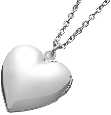 Collar con medallón de corazón de Plata de Ley 925 para Mujer, Colgante con Forma de corazón, Collar con Colgante de medallón, Collar con medallón de Imagen, Collar con medallón de corazón Que