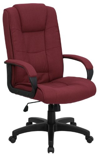 Blixt möbler hög rygg svängbar stol med armar, svart, tyg Traditionell 78.739999999999995 x 64.77 x 38.1 cm Burgundy Fabric