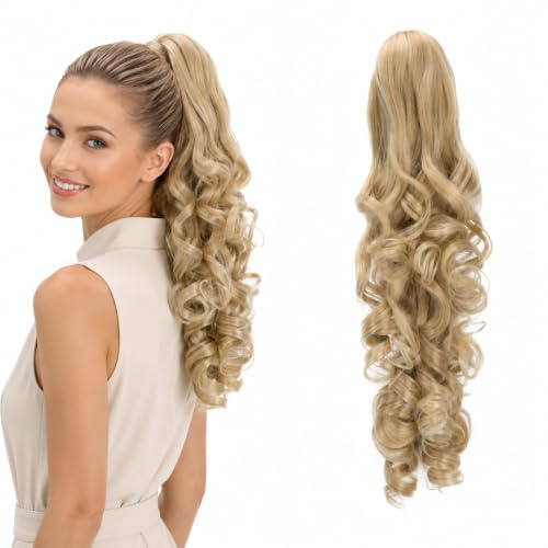 CAISHA 50cm Zopf Haarteil Butterflyclip Pferdeschwanz Hellblond Mix HV2