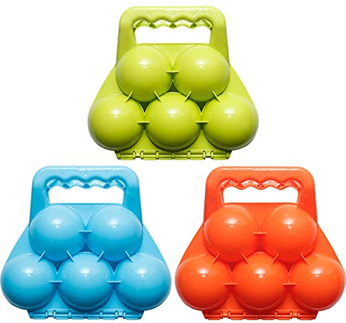Holady 3 Pack Snowball Makers - Makes 5 Snowballs at Once - Outdoor Winter Snow Toys for Kids and Adults, Snowball Maker Tool with Handle for Snow Ball Fights（Orange,Blue,Green）