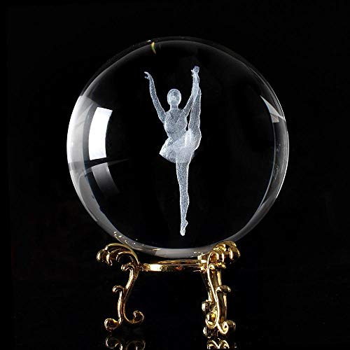 caihuashopping Fotokugel 6/8 cm Klare Kristallkugel 3D Lasergravierte Balletttänzerin Glas Dekorative Kugel Feng Shui Art Decor Zubehör Miniaturen Geschenke Glaskugel Fotografie