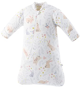 Baby Schlafsack Winterschlafsack 2.5Tog, Warm Gefüttert Baumwolle mit abnehmbaren Ärmeln für Säugling Kleinkinder, Ganzjahres Langarm Baby Schlafanzug für Neugeborene (Wunderland,Small)