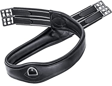 Sunride Sattelgurt Soho aus Echtleder, anatomisch mit D-Ring (3X) für Hilfszügel (125 cm, schwarz)