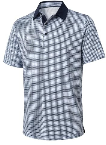 Mens Golf Shirts Short Sleeve Moisture Wicking Dry Fit Print Performance Athletic Casual Golf Polo Shirts for Men, Navy Flagpole, XXXXL