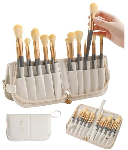 Eiflayn Porta Pennelli Make Up, Trousse Trucchi con 20 Scomparti, Portatile, Leggero, Eccellente, Bianco