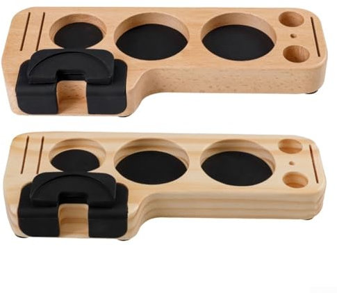 Zeroupshop Estación de manipulación de café de madera, soporte de herramientas para accesorios de máquina de espresso, para dispensador de café, cesta de filtro espresso, soporte para cepillos y