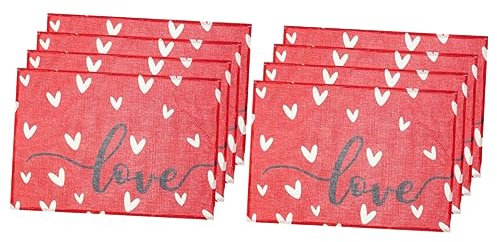 Ciieeo 8pcs Heart Pattern Placemats Dinner Table Mats Kitchen Table Runners Washable for Restaurant