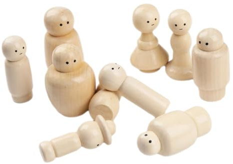 TOBBOMEY 10pièces Poupées Bois à Peindre Figurines Chevilles Non Pour Bricolage Jouets Créatifs Et Décoratifs Bois Pour Activités Manuelles Et Personnalisation