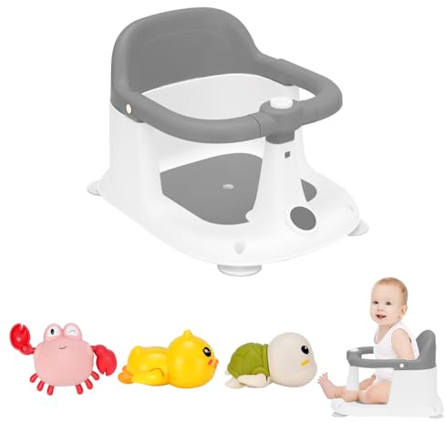 Baby Bath Seat for Babies 6 Months & Up, Toddler Bath Seats for Babies Sitting Up, Non-Slip Infant Bath Tub Chair (Grey)