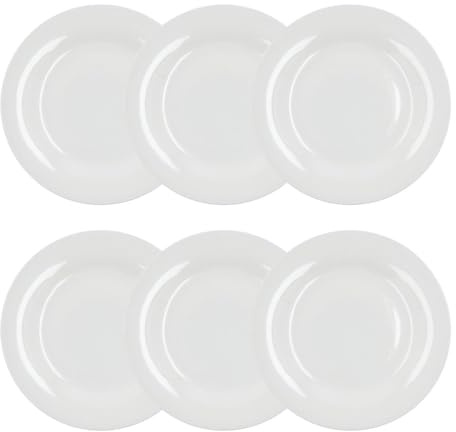 Bidasoa Set de 6 platos postre Lis de porcelana 20 cm | Blanco, Porcelana, formato redondo, acabado brillo, 20 cm, 6 piezas, apilable, apto para microondas, apto para frigorífico