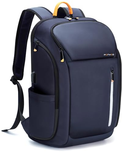 Ponhog Laptop Backpack for Men - 18.4 Inch Large Travel Backpack,40L Tech Backpack with USB Charging Port Anti-Theft Pocket,900D Smart Rucksack for College Business Work Overnight, Blue