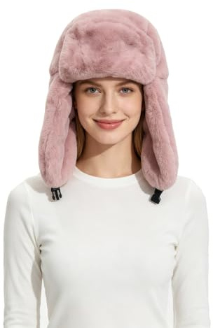 Lina & Lily Winter Trappermütze mit Ohrenklappen aus Kunstfell für Damen Herren