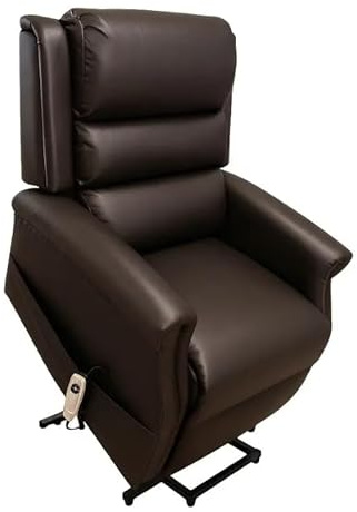 PLUS SANTE – Fauteuil releveur électrique Oslo | 1-2 Moteurs indépendants Dossier & Repose-Jambes, Fonction Relaxation, Mousse Haute densité | 90×94×110 cm | 48 kg (Chocolat/Tissu, 2 Moteurs)