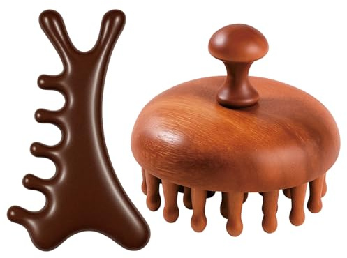 CZFSWT 2PCS Wooden Scalp Massager Set, Scalp Massager Hair Growth, Scalp Massage Tool Suitable for Daily Scalp Massage, Relieve Stress and Relax