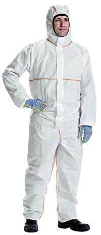 DuPont ProShield 20 SFR Schutzanzug mit Kapuze, Kategorie III, Typ 5, 6 und EN 14116 Index 1| Weiß Größe XL