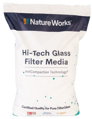 Nature Works Hi-Tech Verre filtrant 20 kg à Sable de Piscine, Verre filtrant Naturel, Blanc Cristal, Billes de Verre comme Alternative écologique au Sable filtrant, Ø granulométrie 0,8 mm