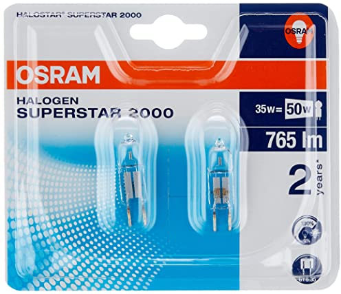 OSRAM Halogen-pin-Base/HALOSTAR / GY6.35-Socket/dimmable / 12 Volt / 35 Watt - 50 Watt/warmwhite - 3000 K/Pack of 2