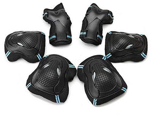 Amasawa barn skyddande utrustning set 6 i 1 knä armbåge handledsskydd dynor för rullskridskoåkning cykling sport tonåringar småbarn barn dyna set